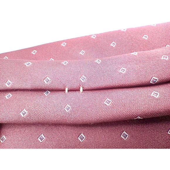 Oscar De La Renta Mens Red Burgundy Tie With Square Pattern Vintage Classic Wear - Picture 15 of 16